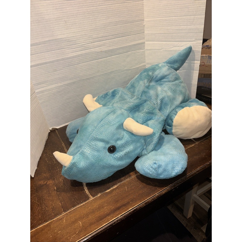 Hugfun Dinosaur Plush 29" Long Blue‎ Floppy Stuffed Animal Triceratops Laying